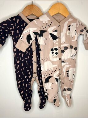 Next Baby Neutral Footie Pajama Bundle 0-3 Months | 2 Sleepers